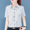 Mã L668: Áo sơ mi sọc dọc tay ngắn cho nữ mùa hè