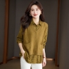 Mã G544: áo len nữ dáng rộng phối cổ sơ mi thanh lịch phong cách hàn quốc