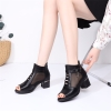 Mã D433: giày da nữ trung niêncao gót lưới thoáng khí cao cấp