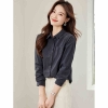 Mã L414: Áo sơ mi cotton màu tím nữ cao cấp mùa xuân mới giản dị