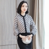 Mã B008: sơ mi voan nữ dài tay áo sơ mi chấm bi