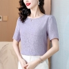 Mã L172: Áo sơ mi trung niên thun ngắn tay nữ