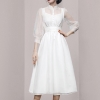 Mã D590: đầm đẹp organza váy dài tay dự tiệc đi chơi