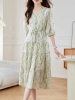 Mã L243: váy đẹp cao cấp chiffon hoa cho nữ cao cấp cao cấp eo tay ba phần tư váy đẹp cao cấp dài