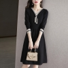 Mã D821: đầm váy len mùa thu đông phong cách nhẹ nhàng cổ v