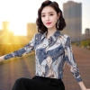 Mã L603: Áo sơ mi chiffon in họa tiết dài tay trung niên