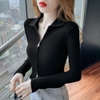 Mã G699: Áo khoác len Thun Ngắn Slim Cổ Polo Dài Tay