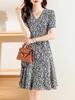 Mã L255: váy đẹp cao cấp chiffon hoa cho nữ cao cấp mùa hè dài vừa tay ngắn