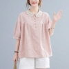Mã M122: Áo sơ mi nữ kiểu Hàn Quốc dáng rộng, cổ ren, phối màu trơn,