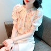 Mã M140: Áo kiểu Pháp bằng vải chiffon họa tiết hoa, thiết kế mới