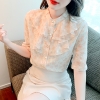 Mã L380: Áo sơ mi voan hoa nữ cao cấp tay ngắn mùa hè thiết kế mới thời trang áo sơ mi nhỏ nhún bèo