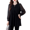 Mã L176: Áo sơ mi dáng rộng chiffon đen dài tay cho nữ