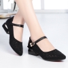 Mã M021: Giày sandal lưới da thật cao cấp dành cho nữ, gót trung bình, gót dày