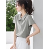 Mã L835: Áo thun sơ mi nữ cao cấp họa tiết hạt cườm đơn giản
