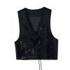 Mã L141: áo sơ mi vest nữ ghi lê thêu