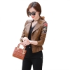 Mã D293: áo khoác da nữ Pc phương tây thêu hoa sang trọng