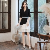 Mã B136: đầm váy dạ hội nữ thiết kế phối màu cao cấp