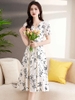 Mã L440: đầm váy đẹp cao cấp nữ cao cấp cao cấp tinh tế lụa tơ tằm cổ chữ V họa tiết hoa mùa hè