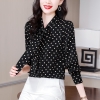 Mã L173: Áo sơ mi lụa chấm bi dài tay nữ