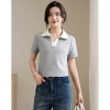 Mã L037: Áo thun polo sơ mi nữ cao cấp ve áo đơn giản