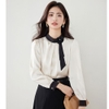 Mã L015: Áo sơ mi satin màu mơ Pháp xếp ly cho nữ cao cấp