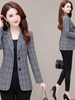 Mã K532: Áo khoác vest trung niên Blazer Mùa Xuân Nữ Kẻ Sọc