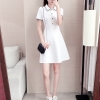 Mã C056: váy thun polo cổ áo Phong cách Hepburn