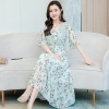 Mã C051: Đầm voan hoa chiết eo nữ
