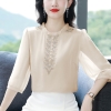 Mã L190: áo sơ mi nữ voan lụa trung niên