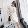 Mã B081: đầm váy len dệt kim thiết kế tay phối voan cao cấp mùa thu đông