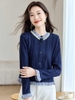 Mã K962: Áo len nữ cao cấp cao cấp cardigan dệt kim dài tay cổ đứng kiểu dáng
