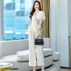 Mã D412: set bộ nữ phong cách phương tây quần ống rộng