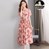 Mã L698: Váy dài lụa hoa rum dâu tằm Hangzhou