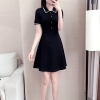 Mã C056: váy thun polo cổ áo Phong cách Hepburn