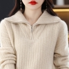 Mã K730: Áo len có dây kéo ve áo cao của phụ nữ