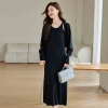 Mã K591: set đầm len 2 chi tiết không tay váy dài