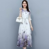 Mã L065 Váy hoa dáng dài quá gối xếp nếp cao cấp mùa hè