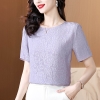 Mã L172: Áo sơ mi trung niên thun ngắn tay nữ