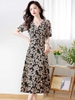 Mã L437: váy đẹp cao cấp mùa hè nữ cao cấp trung niên phong cách mới sang trọng xẻ tà cổ chữ V váy đẹp cao cấp khí chất