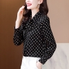 Mã L173: Áo sơ mi lụa chấm bi dài tay nữ