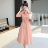Mã L624: Váy sơ mi khí chất váy eo mới cao cấp dáng dài
