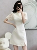 Mã M052: Đầm jacquard tay phồng cao cấp, sang trọng tinh tế; đầm đen nhỏ kiểu Trung Quốc hiện đại, nữ tính; sườn xám