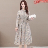 Mã B105: đầm váy dài tay thon gọn eo và giảm tuổi tác cotton mùa xuân