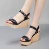 Mã M246: giày cao cấp sandal đế xuồng nữ đính đá, gót cao, đế platf