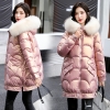 Mã B828: Áo khoác nữ đệm dài trung cổ lông mới