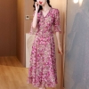 Mã M067: Đầm chiffon họa tiết hoa mùa hè dành cho nữ, thanh lịch và tinh tế