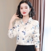 Mã B529: áo sơ mi nữ dài tay họa tiết phong cách hàn quốc