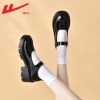 Mã M254: giày cao cấp nữ Warrior Mary Jane giày cao cấp lười màu đen JK, giày cao cấp đơn nữ kiểu Anh