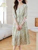 Mã L243: váy đẹp cao cấp chiffon hoa cho nữ cao cấp cao cấp eo tay ba phần tư váy đẹp cao cấp dài