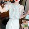 Mã M140: Áo kiểu Pháp bằng vải chiffon họa tiết hoa, thiết kế mới